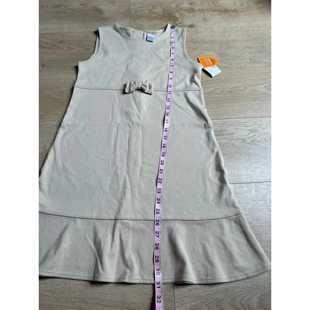 NWT Kids Girls‎ Uniform Gymboree sleeveless bow ruffle jumper dress tan size 12